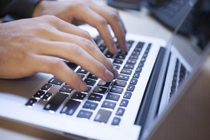 typing on computer keyboard
