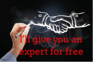 Hand shake with caption of I will give you an expert for free