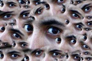 face surrounded by eyes in 5 types of fears