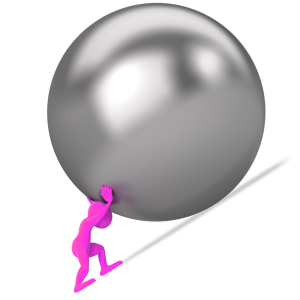 figure pushing ball up hill
