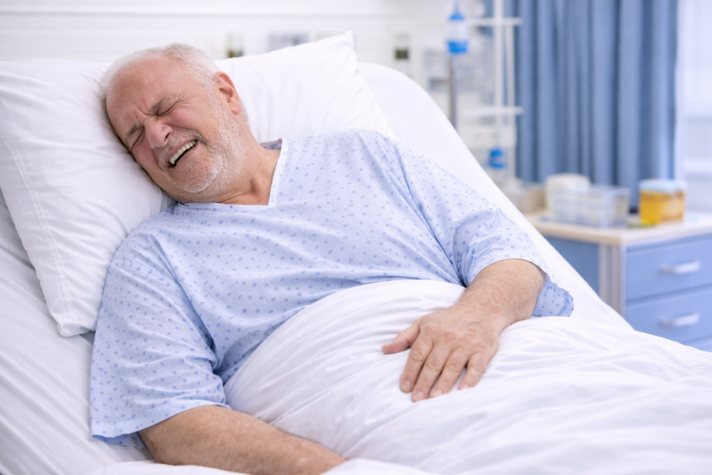 man holding stomach in pain