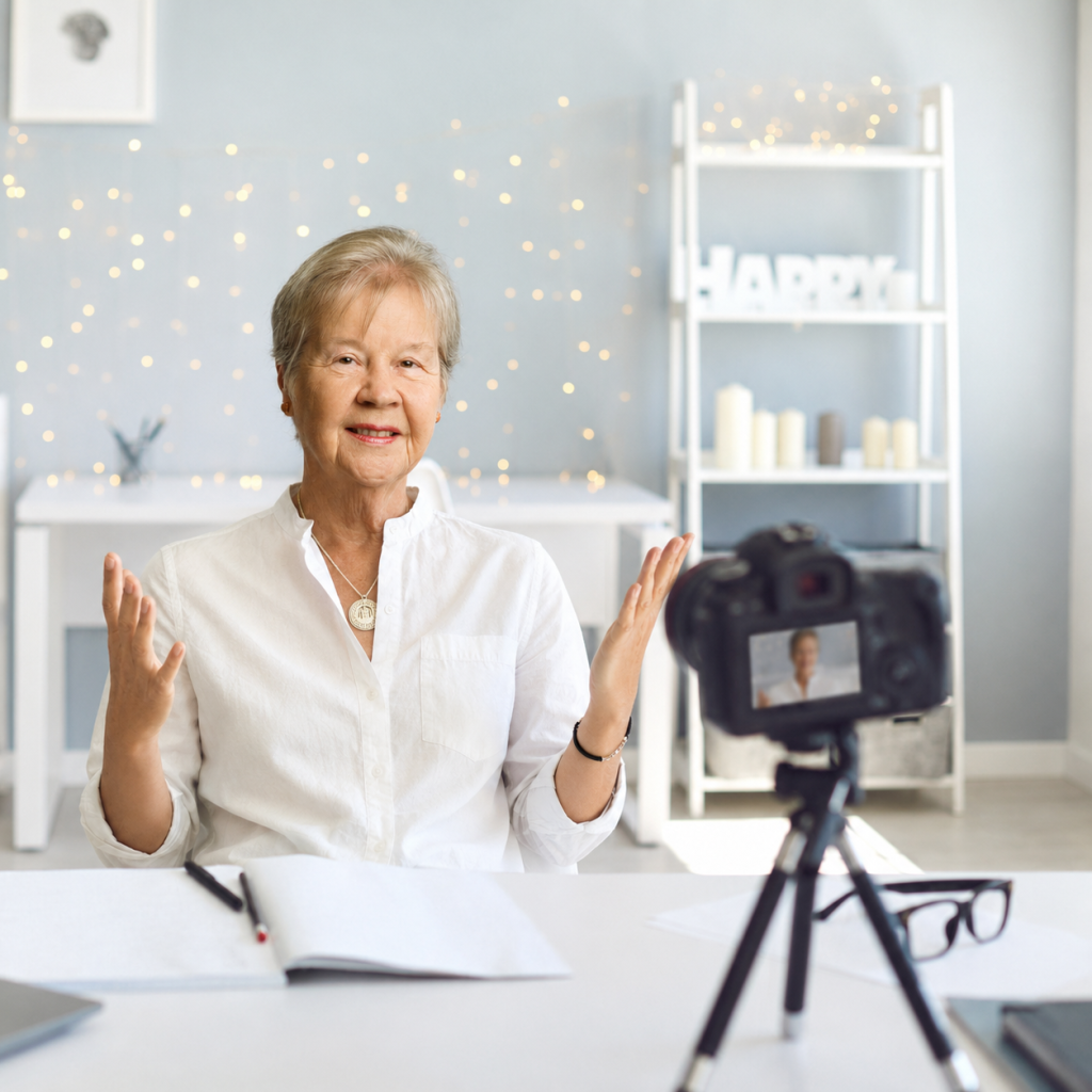 woman recording a video