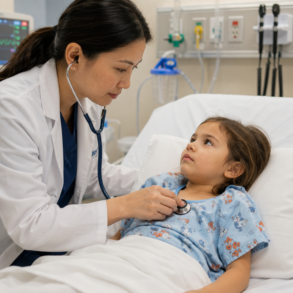 doctor examining a child