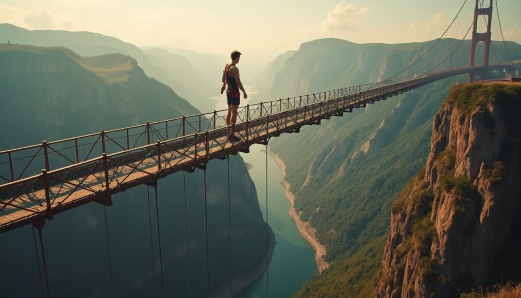 Man on bridge