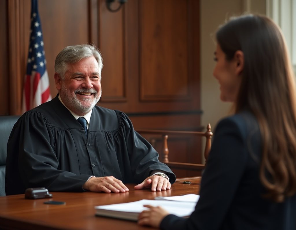 Judge smiling at a witness