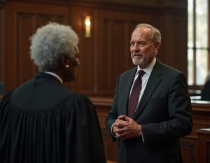 Attorney talking to judge