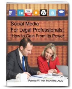 Attorney and legal nurse consultant discussing social media as it relates to medical legal cases