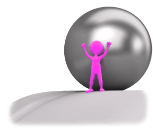figure standing in front of a ball