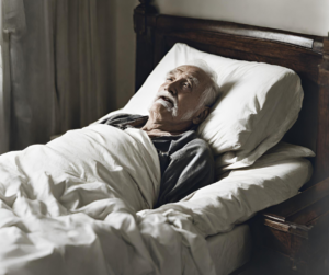 man lying in bed